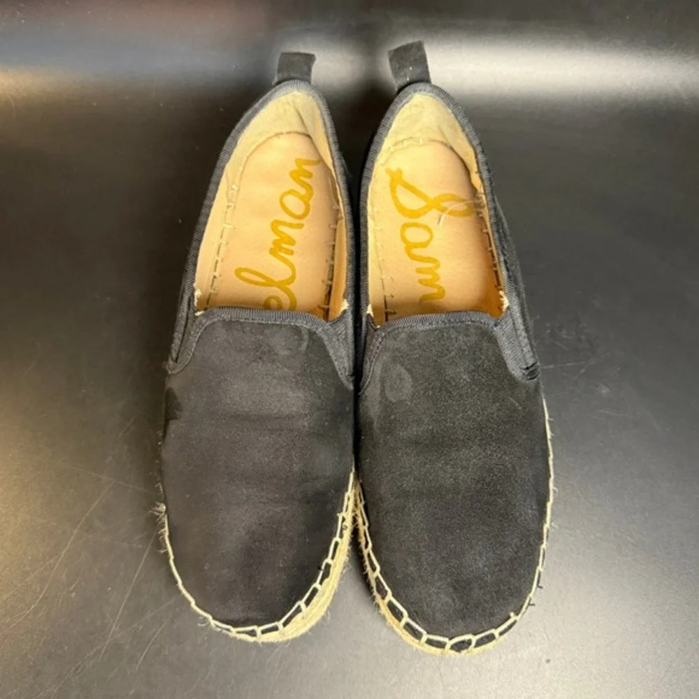 Sam Edelman Khloe Black Suede Espadrille Flats Womens‎ 7.5M